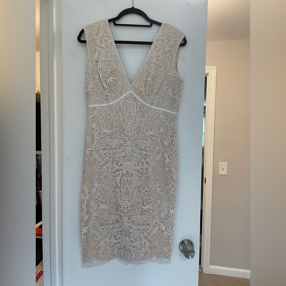 Tadashi Shoji V-Neck Corded Sheath Dress